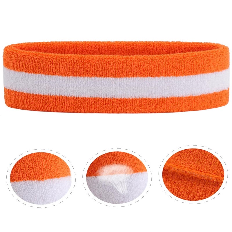 ONUPGO Sweatband Headbands for Men & Women -12PCS Sports Headbands Moisture Wicking Athletic Cotton Terry Cloth Head Band 7.88" x 2.16" - Image 2